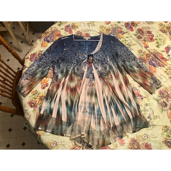 live and let live Dresses & Skirts - Live And Let Live Blue Paisley Knee Length U Neck Short Sleeve A-Line Dress M